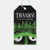 Dank je | Zwart & Groen Frankenstein Halloween Cadeaulabel (Voorkant)