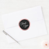 Dank je zwart wit en roze elegante script ronde sticker (Envelop)