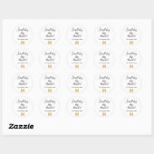 Dank je zwart wit script bedrijfslogo ronde sticker (Vel)