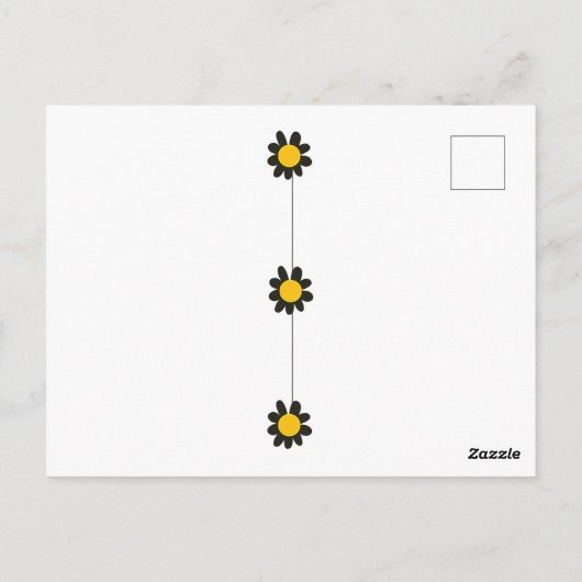 Dank je Zwarte Gele Bloemen Briefkaart (Achterkant)
