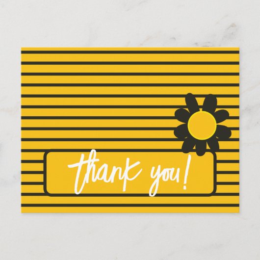 Dank je Zwarte Gele Bloemen Briefkaart (Voorkant)