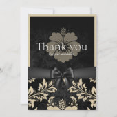 Dank je zwarte lint, beige uitnodiging (Voorkant)