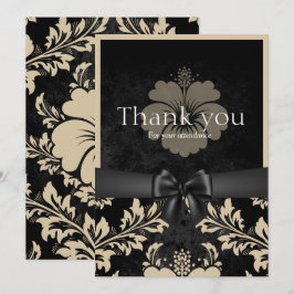 Dank je zwarte lint, beige uitnodiging