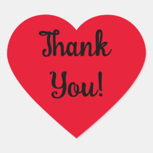 Dank je! Zwarte Schrift op Rode Hart Sticker