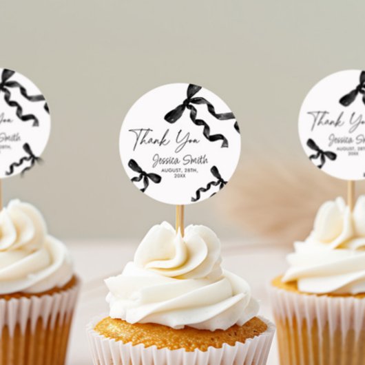 Dank je zwarte strik sticker