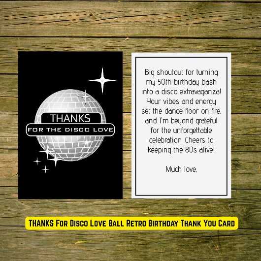 DANK JEWEL Voor Disco Liefdesbal Retro Verjaardag Bedankkaart