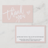 DANK JULLIE modern business insert label blush roz (Voorkant / Achterkant)