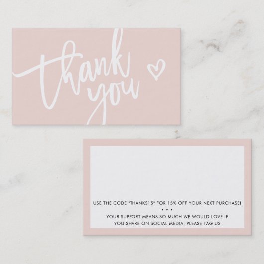 DANK JULLIE modern business insert label blush roz (Voorkant / Achterkant)