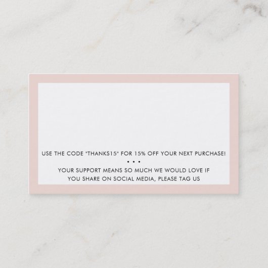 DANK JULLIE modern business insert label blush roz (Achterkant)