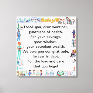 Dank jullie wel, lieve ziekenhuispersoneel canvas afdruk