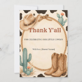Dank jullie wel Western Cowboy Baby Shower Dank je Bedankkaart