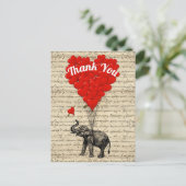 Dank liefde hart ballonnen en olifant briefkaart (Staand voorkant)