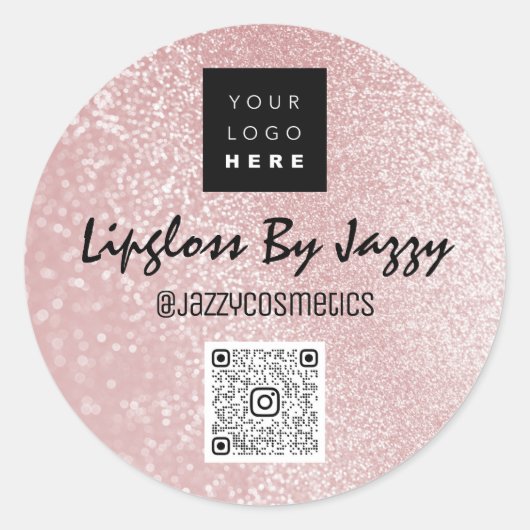 Dank Logo Bedrijfs van het VerpakkingsRoos Glitter Ronde Sticker (Voorkant)