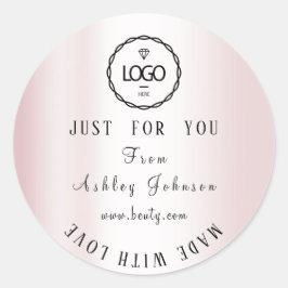 Dank Logo gemaakt met liefde Blush roze Ronde Sticker