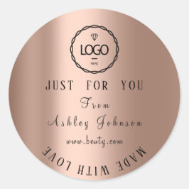 Dank Logo gemaakt met liefde minimalisme Roos Ronde Sticker