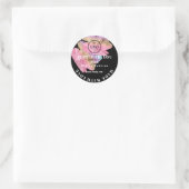 Dank Logo Gemaakt Met Liefde Roze Rose Zwart Ronde Sticker (Tas)