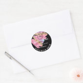 Dank Logo Gemaakt Met Liefde Roze Rose Zwart Ronde Sticker (Envelop)