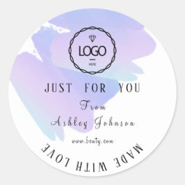 Dank Logo gemaakt met liefdesroze blauwe Paarse Kl Ronde Sticker