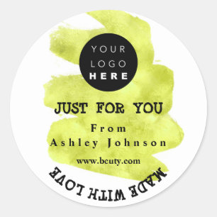 Dank Logo gemaakt met Love Strokes Green White Ronde Sticker