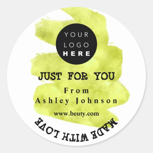 Dank Logo gemaakt met Love Strokes Green White Ronde Sticker (Voorkant)