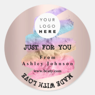 Dank Logo gemaakt met Roos LiefdeSlagen Blush Ronde Sticker