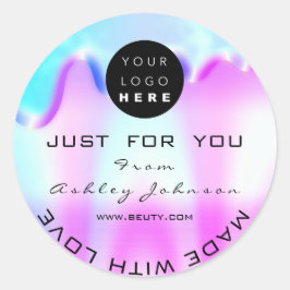 Dank Logo Holograaf gemaakt met liefdesvip roze Ronde Sticker