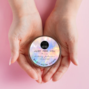 Dank Logo Holograaf met roze blauwe naam Ronde Sticker