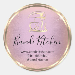 Dank Logo Kitchen voor het koken van Chef Roos Gol Ronde Sticker