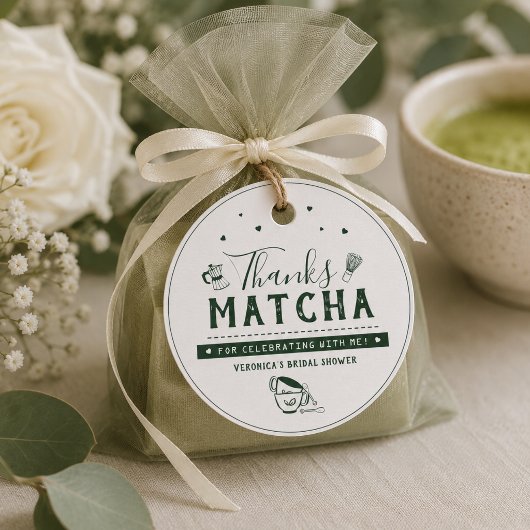 Dank Matcha Bruidsuitnodiging Bedankt  Bedankjes Labels