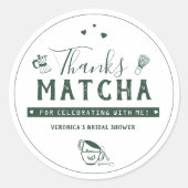 Dank Matcha Bruidsuitnodiging Bedankt  Ronde Sticker (Voorkant)