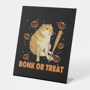 Dank Meme Cheems Halloween Hond Reclamebord Met Voetstuk