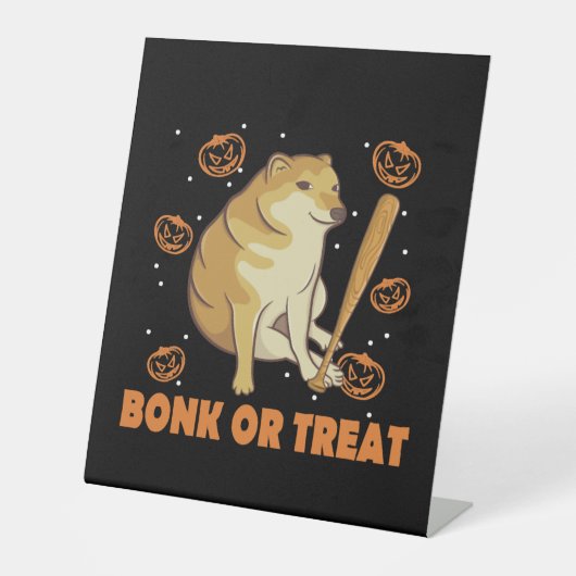 Dank Meme Cheems Halloween Hond Reclamebord Met Voetstuk (Voorkant)