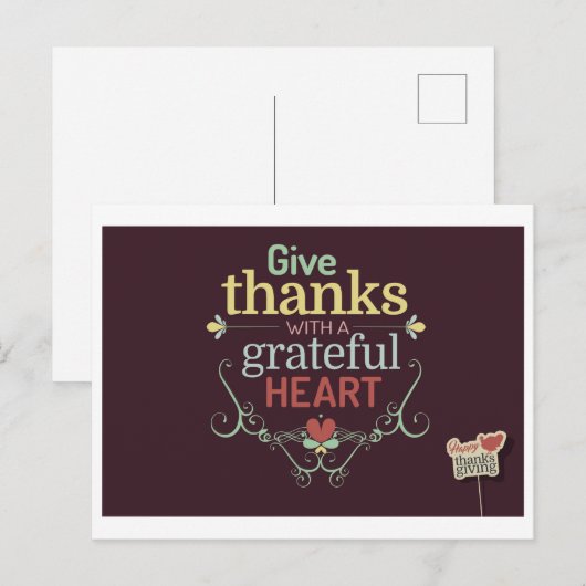 Dank met een dankbaar Hart Briefkaart (Voorkant / Achterkant)