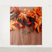 Dank met herfstbladeren Thanksgiving Wandkleed (Voorkant)