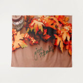 Dank met herfstbladeren Thanksgiving Wandkleed (Voorkant (horizontaal))
