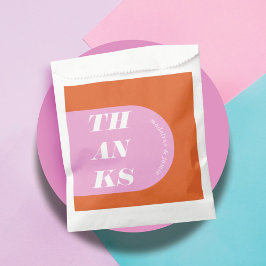 Dank Modern Minimaal Roze Oranje Retro Boog Bedankzakje