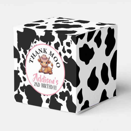 Dank Moo Baby Koe Print Bedankdoosjes (Achterkant)