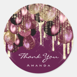 Dank Naam 16e Bruid Glitter Ballon Goud Marsala Ronde Sticker