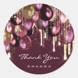 Dank Naam 16e Bruids Bruiloft Ballon glitter goud Ronde Sticker