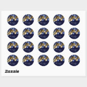 Dank Naam 16e Bruids BruiloftGlitter Ballon Marine Ronde Sticker (Vel)