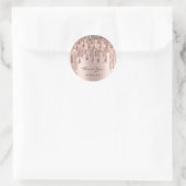 Dank Naam 16e Bruids Roze Huwelijk Glitter Drips Ronde Sticker (Tas)