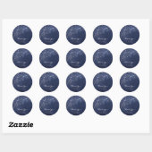 Dank Naam 16e Bruiloft Blauw Marine Confetti Ronde Sticker (Vel)