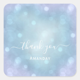 Dank Naam Blauw Aqua Bruiloft Pastel Zoete16 Vierkante Sticker