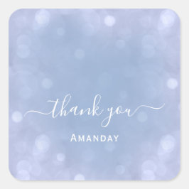 Dank Naam Blauw Bruiloft Pastel Bruids Sweet16 Vierkante Sticker