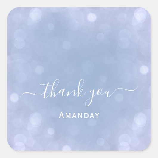 Dank Naam Blauw Bruiloft Pastel Bruids Sweet16 Vierkante Sticker (Voorkant)