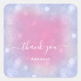 Dank Naam Blauw Pastel Bruids Sweet16 Vierkante Sticker