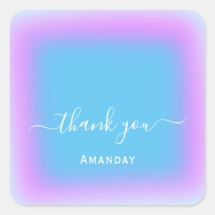Dank Naam Blauw Roze Oceaan Make-up Bruid Sweet16t Vierkante Sticker