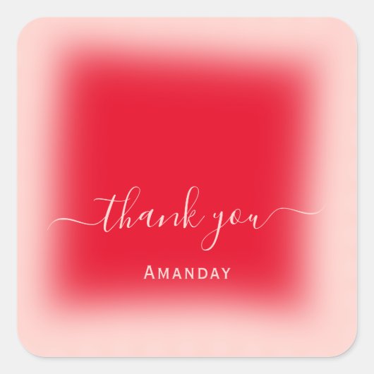 Dank Naam Blush Rood Roze  Bruidsmeisje Sweet16 Vierkante Sticker (Voorkant)