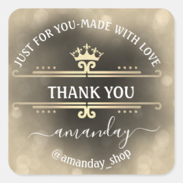 Dank Naam Boutique Shop Royal Crown Gold Sepia Vierkante Sticker