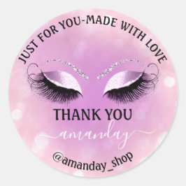 Dank Naam Boutique Wimper Shop Roze Violet Girly Ronde Sticker